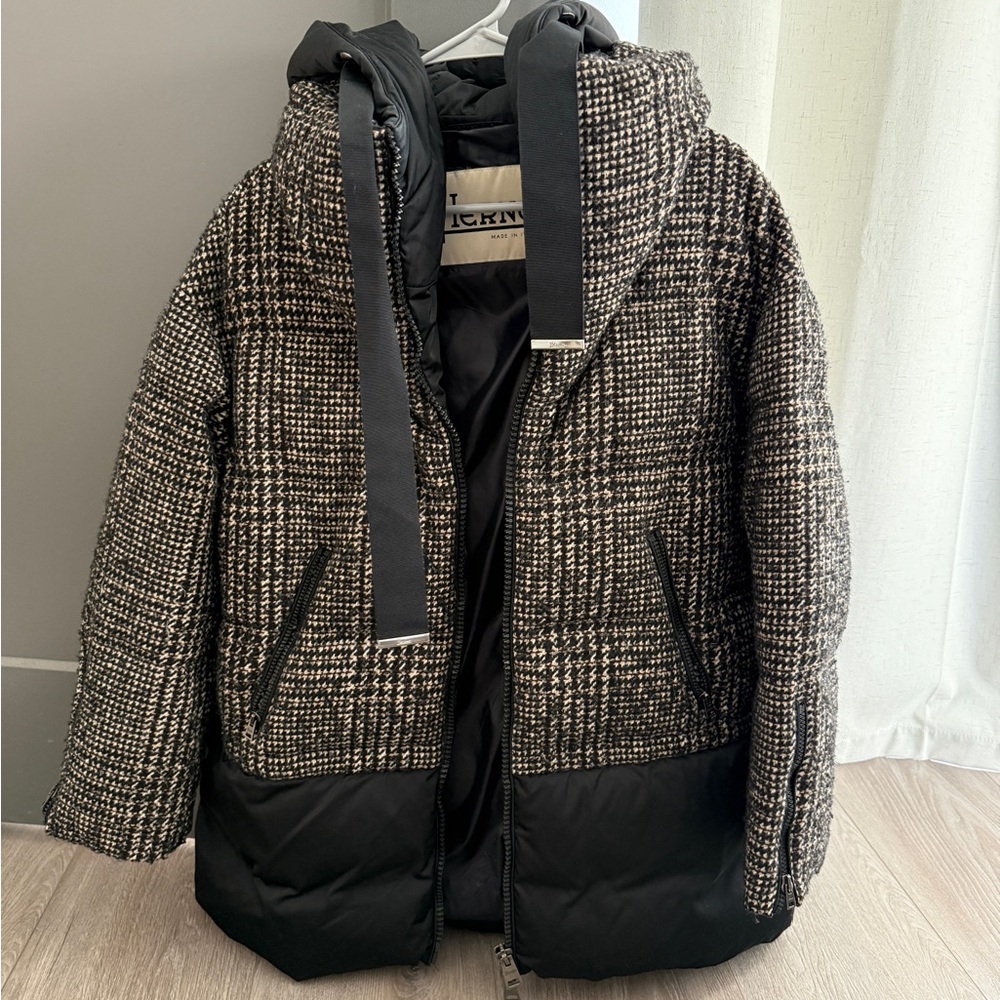 Herno check-panel padded coat in size 42 IT
